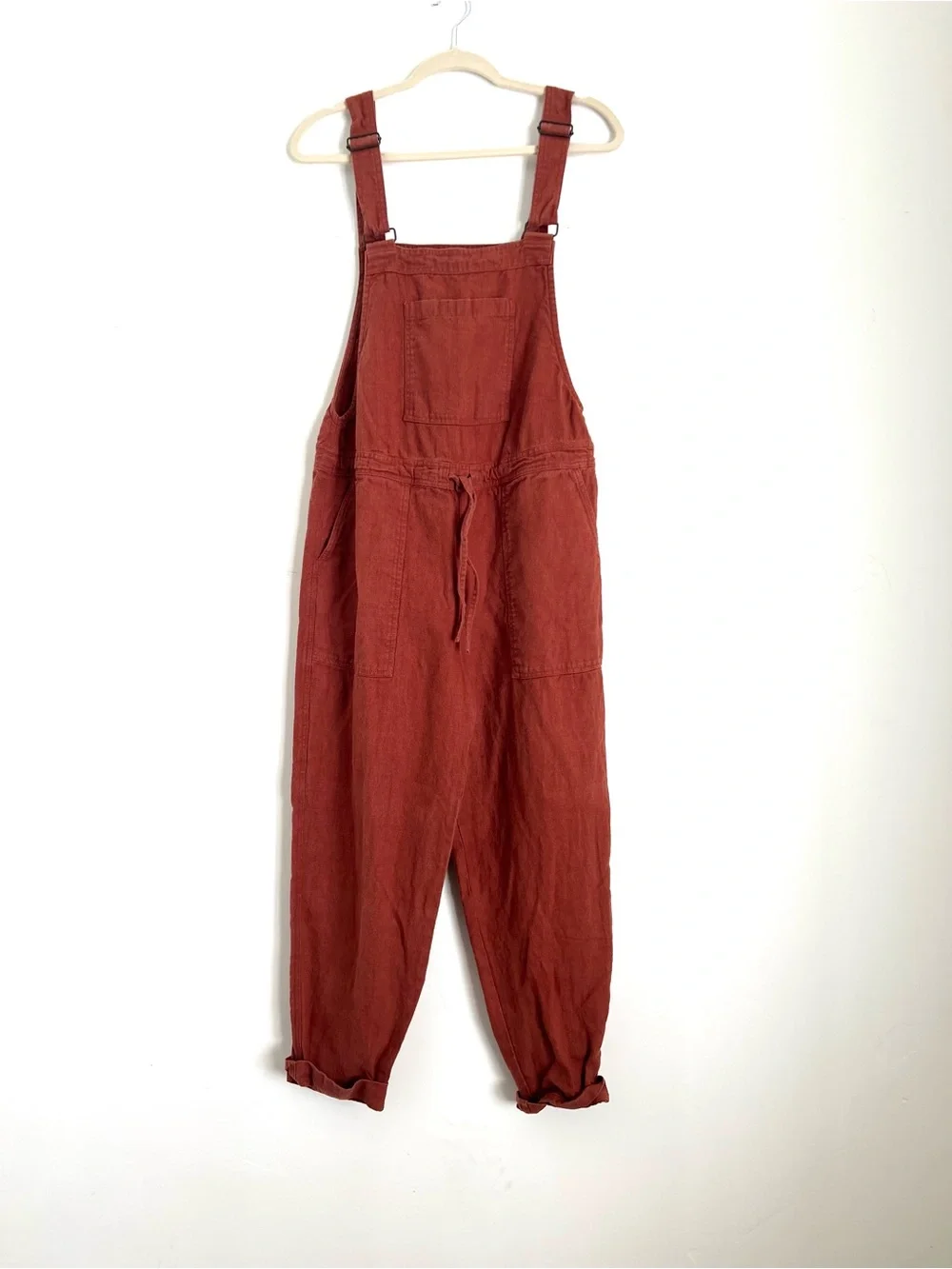 notPERFECTLINEN Everest 100% Linen Overalls Jumpsuit [size S] Rust Terracotta - Picture 2 of 7